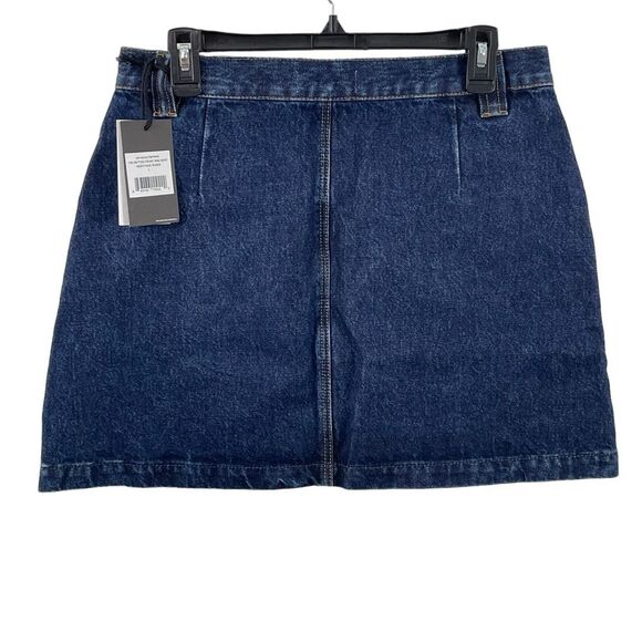 NWT Re/Done 70s Button Front Heritage Rinse Denim‎ A-Line Mini Skirt Size Large - Picture 3 of 8